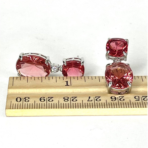 NEW Earrings Cranberry 1" Drop Dangle Pierced Red Silver Jewelry O06 - Picture 3 of 4